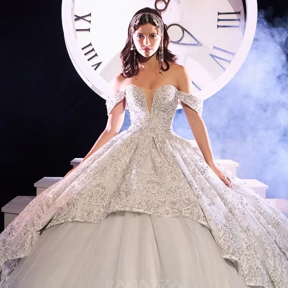 Model wearing an AmaBella Quinceañera gown