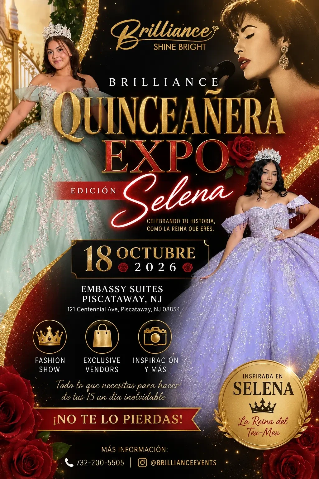 Models wearing Quinceanera dresses, Quince Expo on October 18 mobile banner